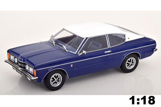 Ford Taunus GXL Coupe mit Vinyldach 1971 dunkelblau/weiß | KK-Scale | 1:18